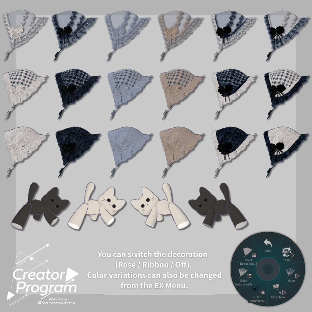 Babushka & Cat Plushie - VRChat Avatar Accessory / CP29