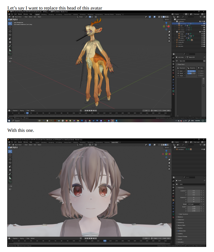 How to change an avatar's head PDF Tutorial