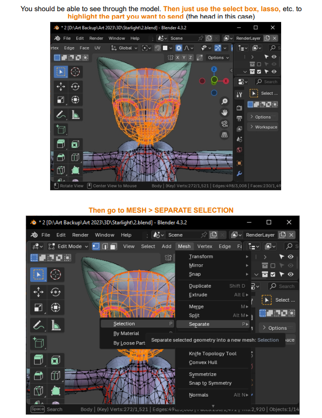 How to Send Part of an Avatar to an Artist for Mesh Edits