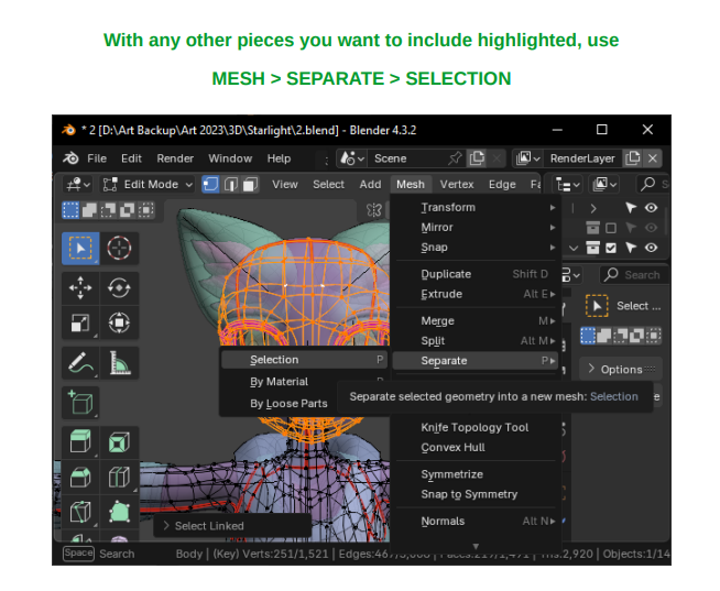 How to Send Part of an Avatar to an Artist for Mesh Edits