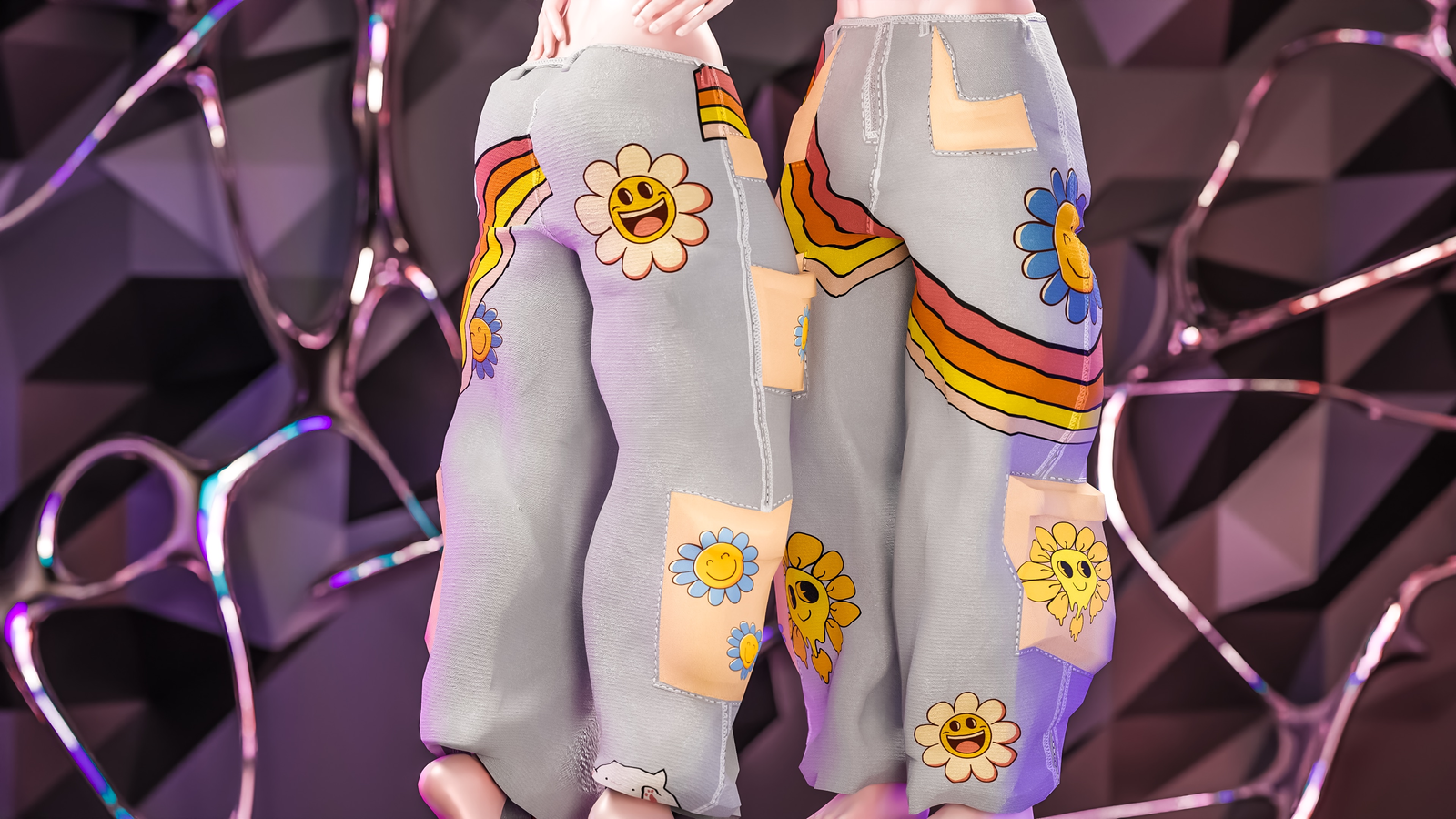 Graphic Pants for VRChat [ Fitted to E Girl + E Boy Bases]