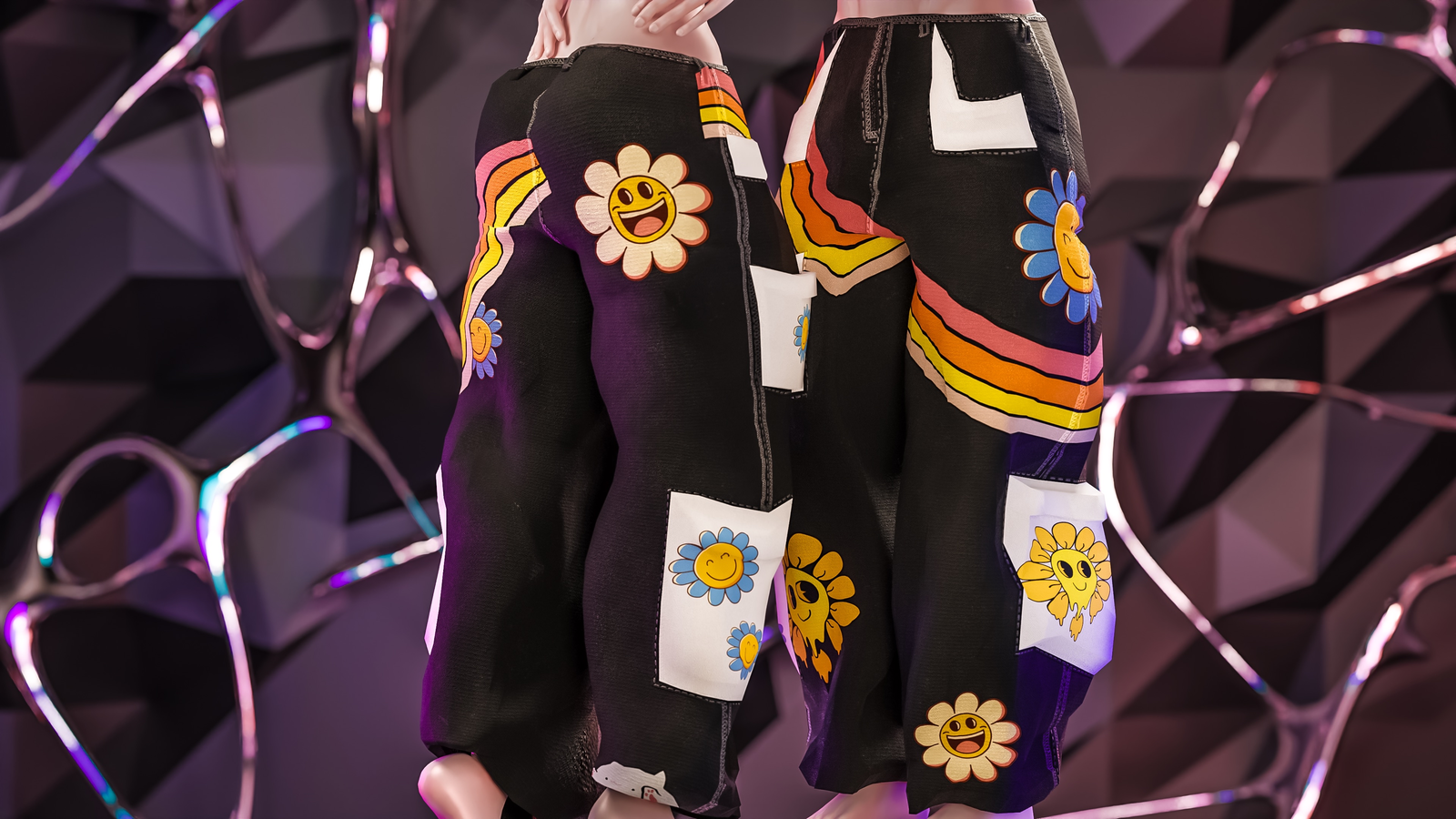 Graphic Pants for VRChat [ Fitted to E Girl + E Boy Bases]