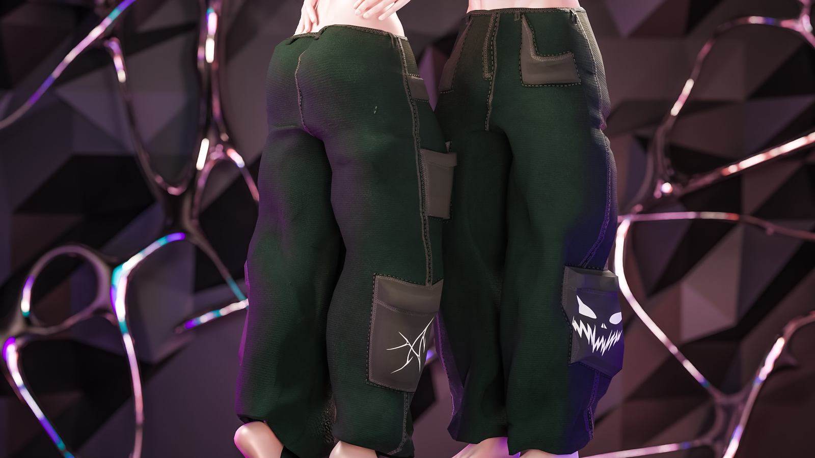 Graphic Pants for VRChat [ Fitted to E Girl + E Boy Bases]