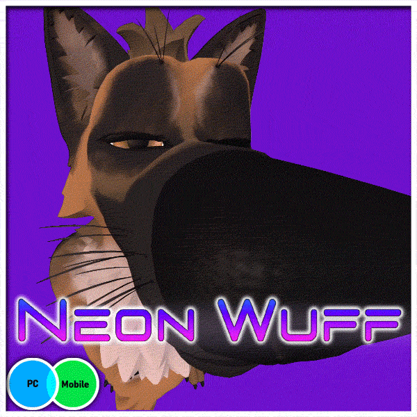 Neon Wuff 2 (Upright Wolf, Dog, Husky VRChat Avatar)
