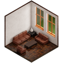 [Vrchat Asset] Leather Living Room Set
