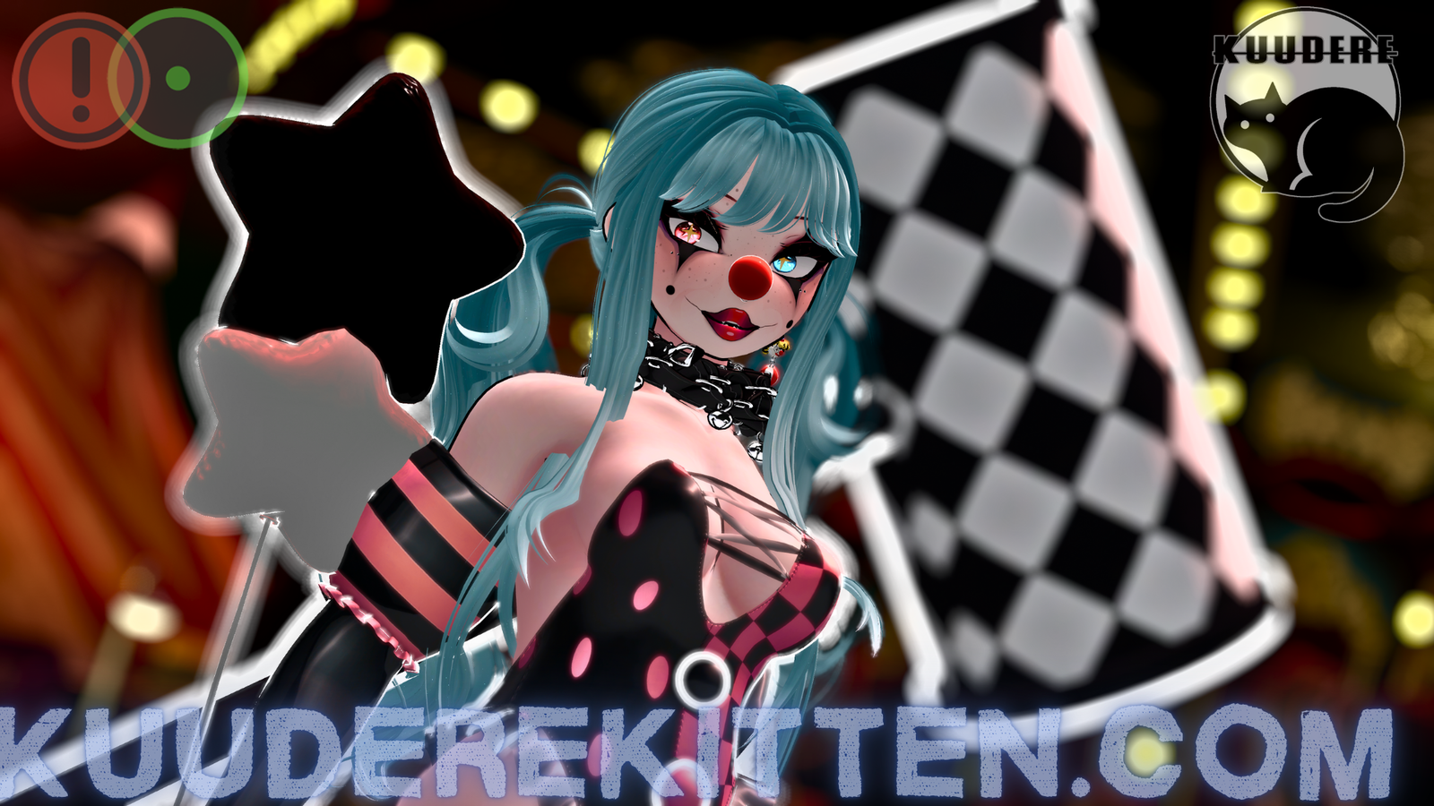 Charlie, Sweet Psycho Clown Girl Avatar [OPTIMIZED][PC/QUEST][SPS][3.0][VRCHAT AVATAR] 
