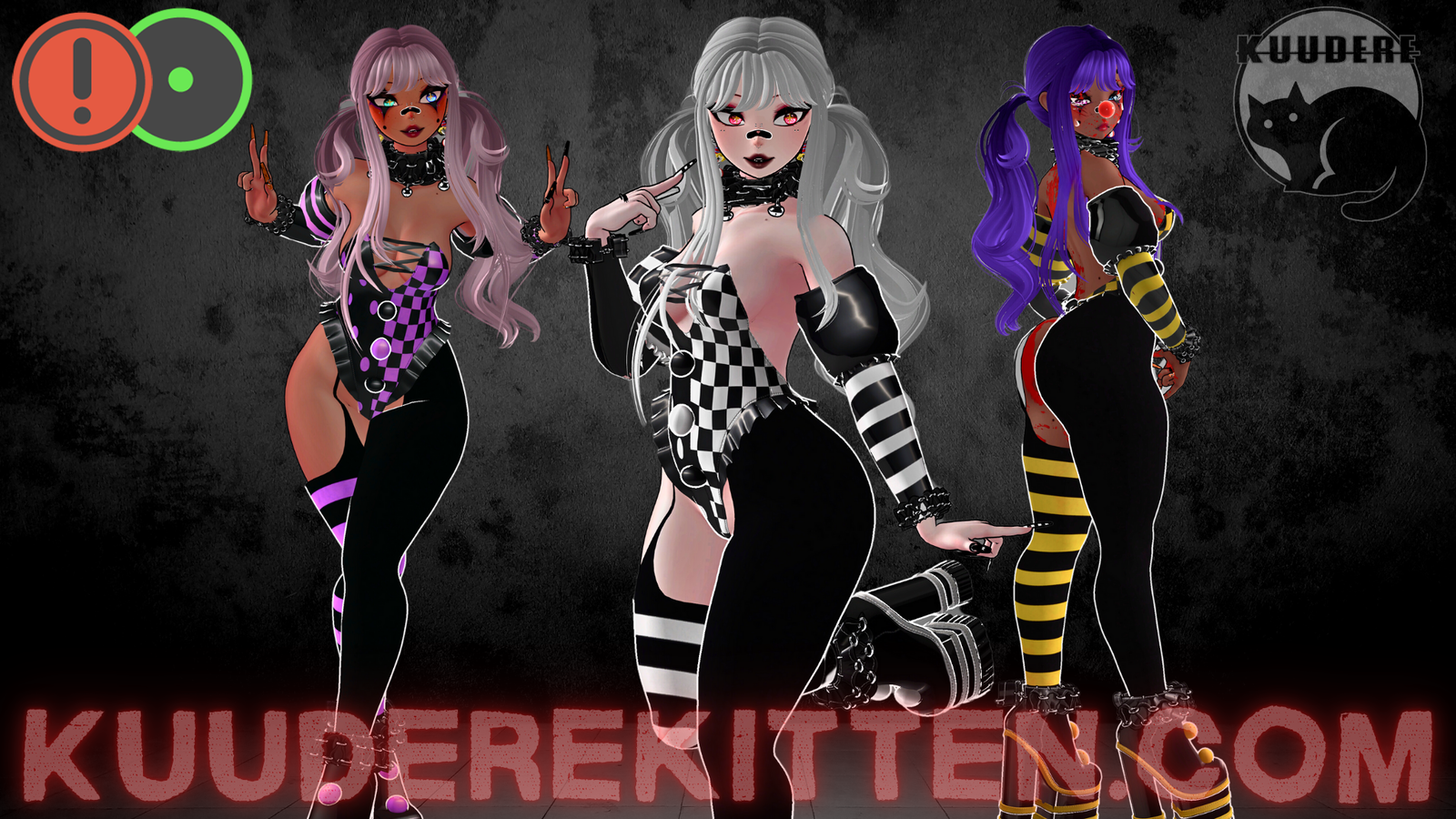 Charlie, Sweet Psycho Clown Girl Avatar [OPTIMIZED][PC/QUEST][SPS][3.0][VRCHAT AVATAR] 