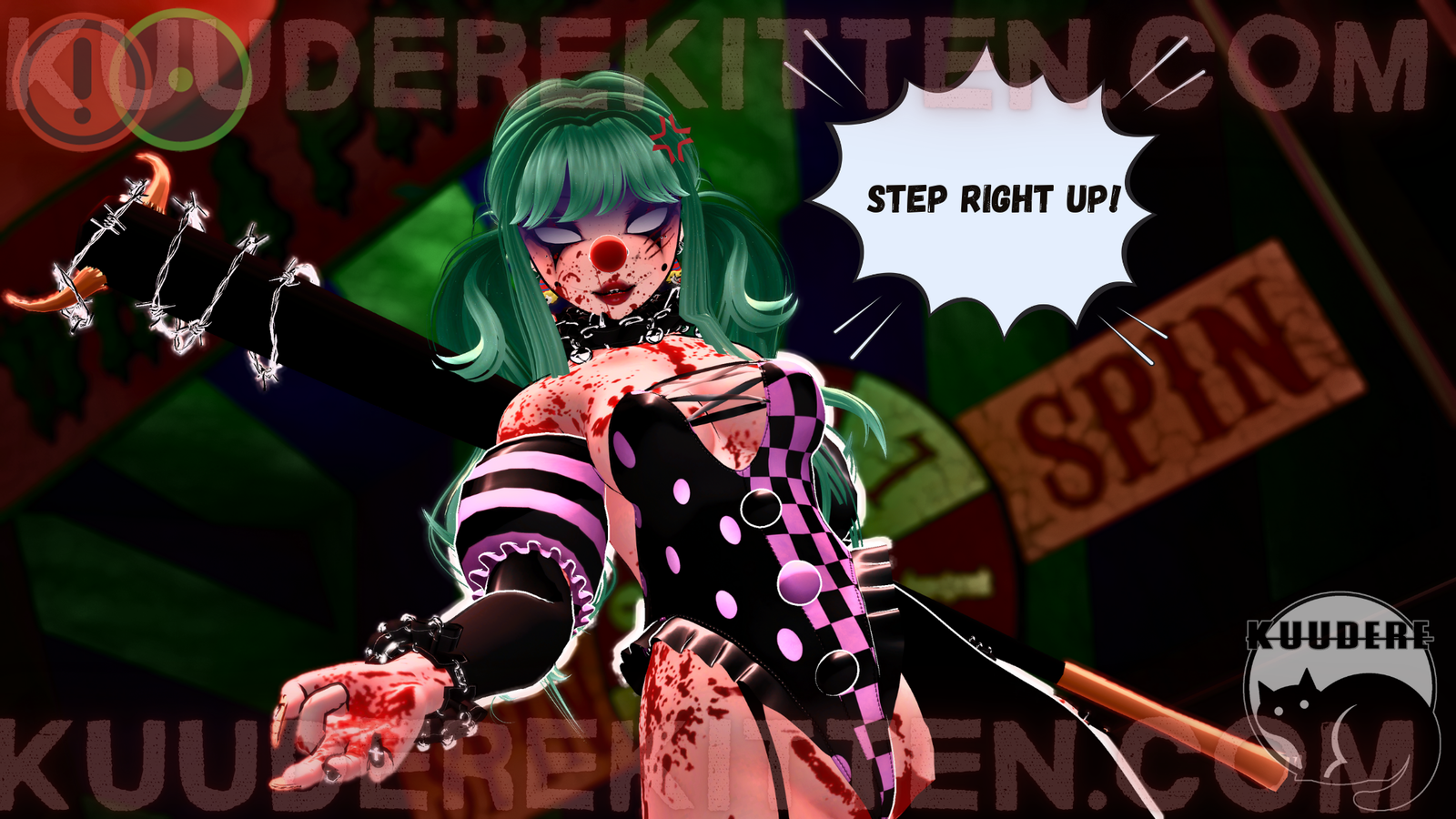Charlie, Sweet Psycho Clown Girl Avatar [OPTIMIZED][PC/QUEST][SPS][3.0][VRCHAT AVATAR] 