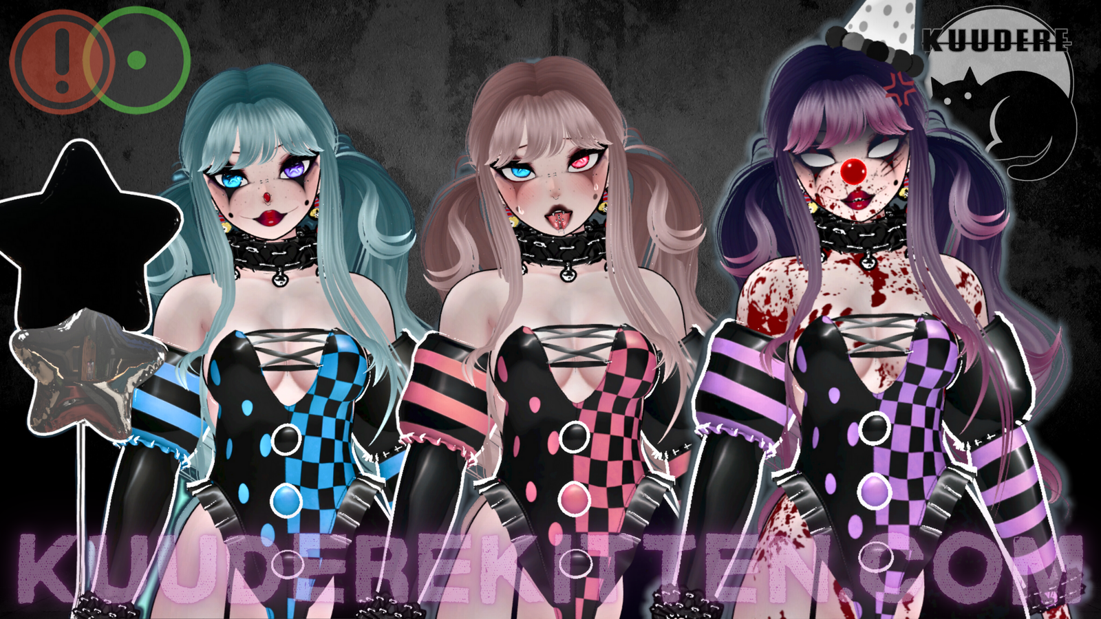 Charlie, Sweet Psycho Clown Girl Avatar [OPTIMIZED][PC/QUEST][SPS][3.0][VRCHAT AVATAR] 