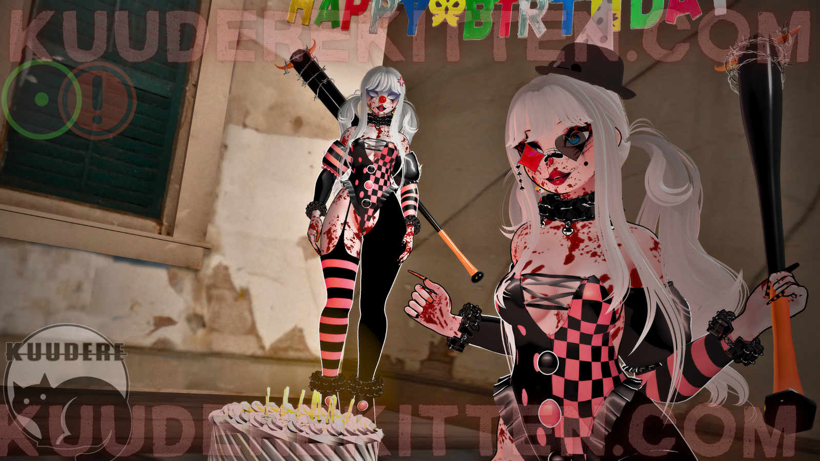 Charlie, Sweet Psycho Clown Girl Avatar [OPTIMIZED][PC/QUEST][SPS][3.0][VRCHAT AVATAR] 