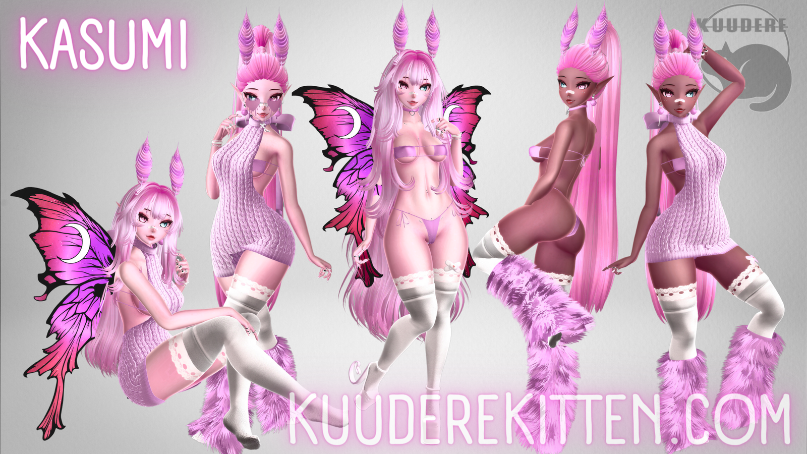 Kasumi and Yuna, Female Moth Couple Avatars [PC ONLY ][SPS][VRCHAT AVATARS]