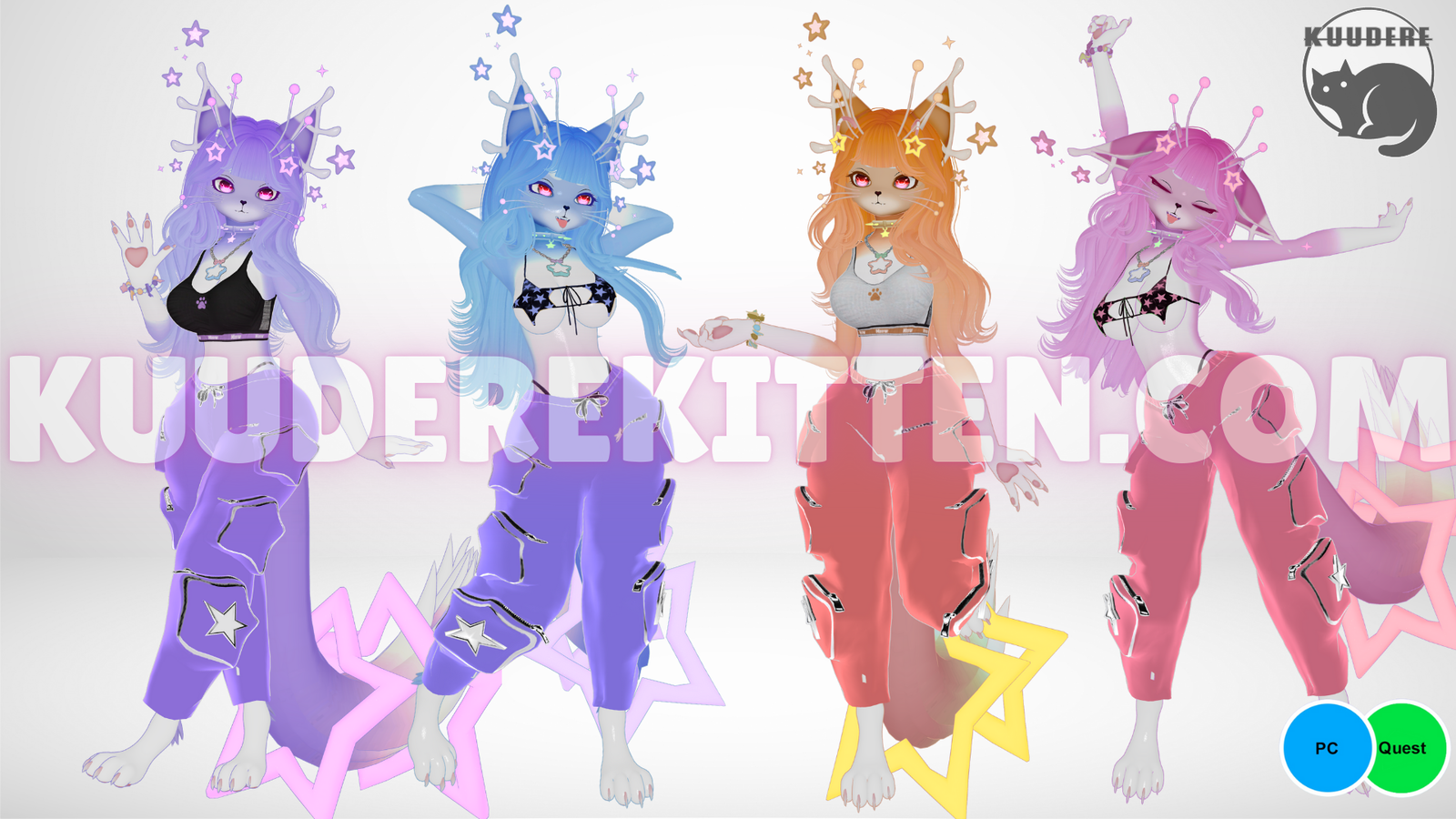 Aurora, RGB Space Cat Alien Furry Avatar [SPS][PC/QUEST][VRCHAT AVATAR]