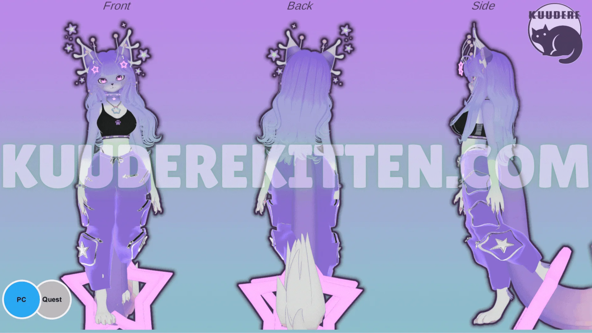 Aurora, RGB Space Cat Alien Furry Avatar [SPS][PC/QUEST][VRCHAT AVATAR]