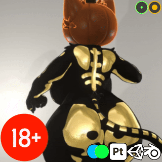 Akittu's Pumpkin Spice Kitty | VRChat 3D Avatar | 18+ NSFW