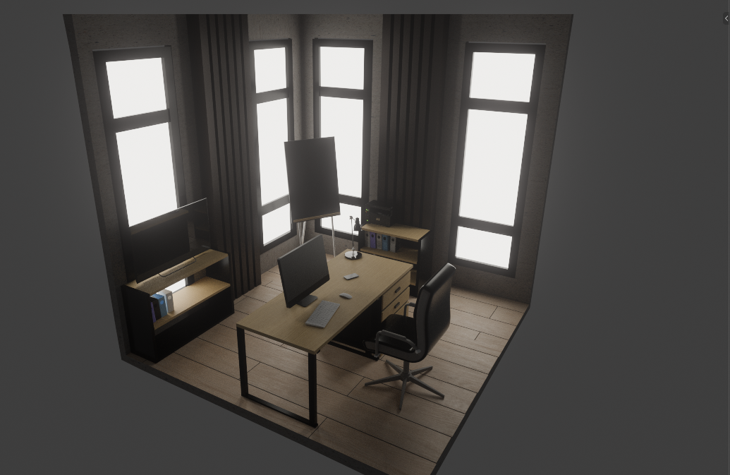 Mini Office 3D Model – Blender Scene
