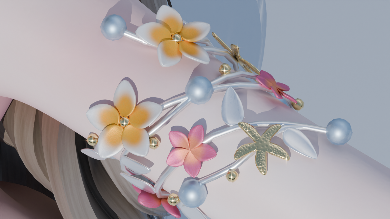The Tropical Dream Charm Set (Necklaces, Hair pin, Bracelets, Rings, Toe Rings and Ankle Bracelets)