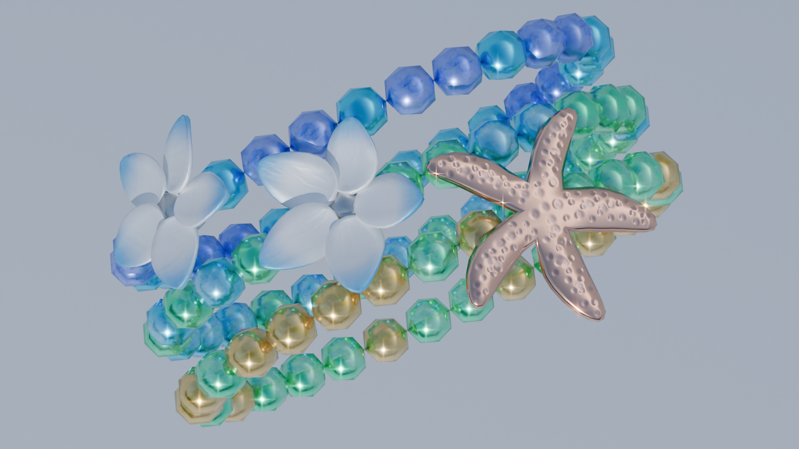 The Tropical Dream Charm Set (Necklaces, Hair pin, Bracelets, Rings, Toe Rings and Ankle Bracelets)