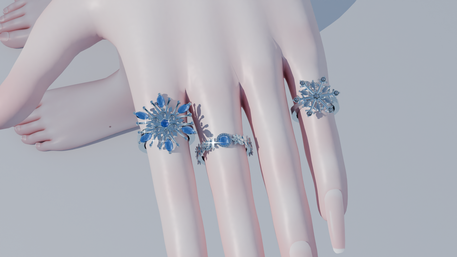 Frozen Elegance Collection (neklace, hairpin, bracelet, rings and ankle bracelet)
