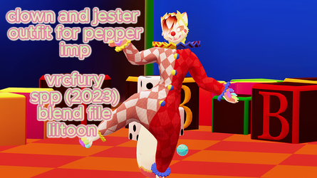 clown and jester outfit for pepper imp (VRCfury , vrchat) (pepper imp v1 and2 only)