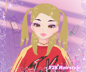 3D Vroid Y2K hairstyle blond pigtails