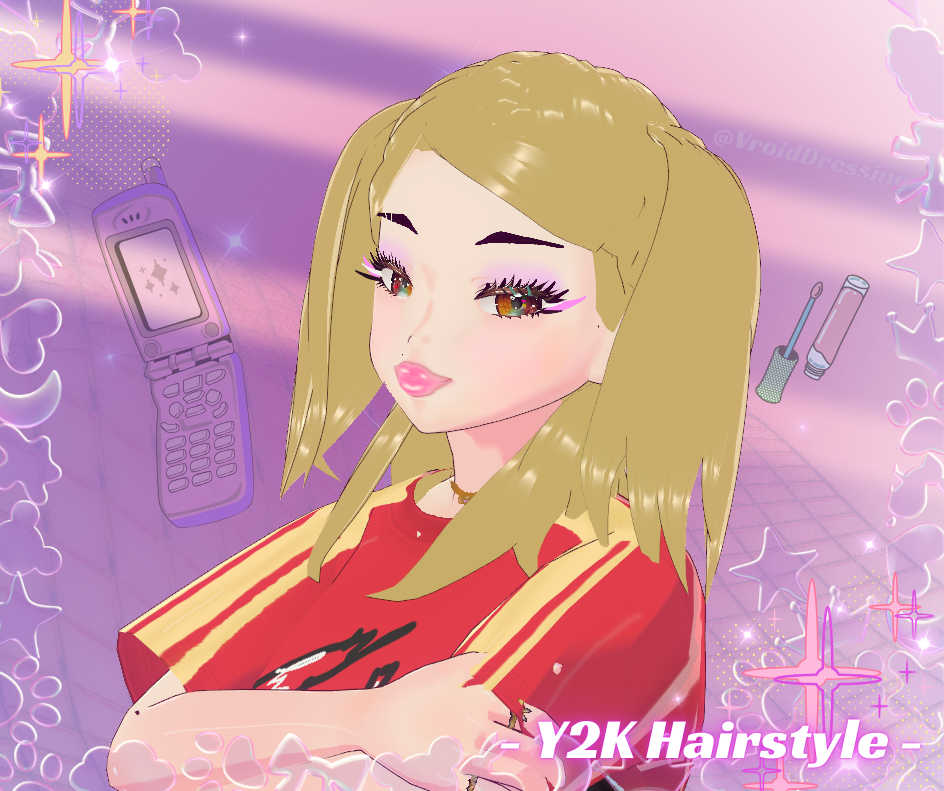 3D Vroid Y2K hairstyle blond pigtails