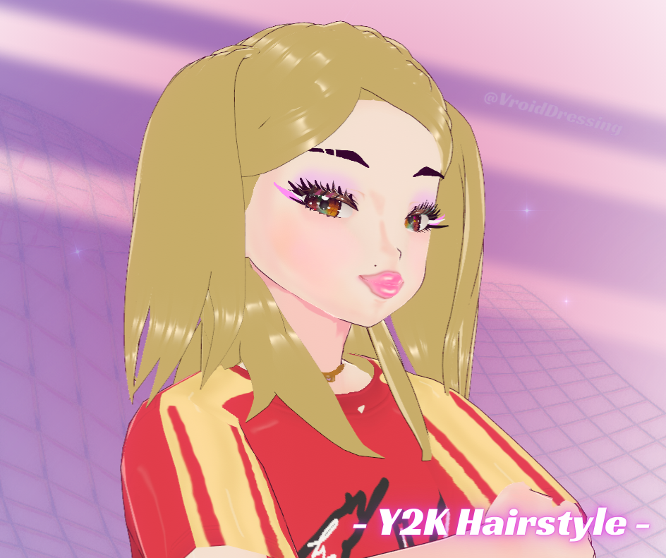 3D Vroid Y2K hairstyle blond pigtails
