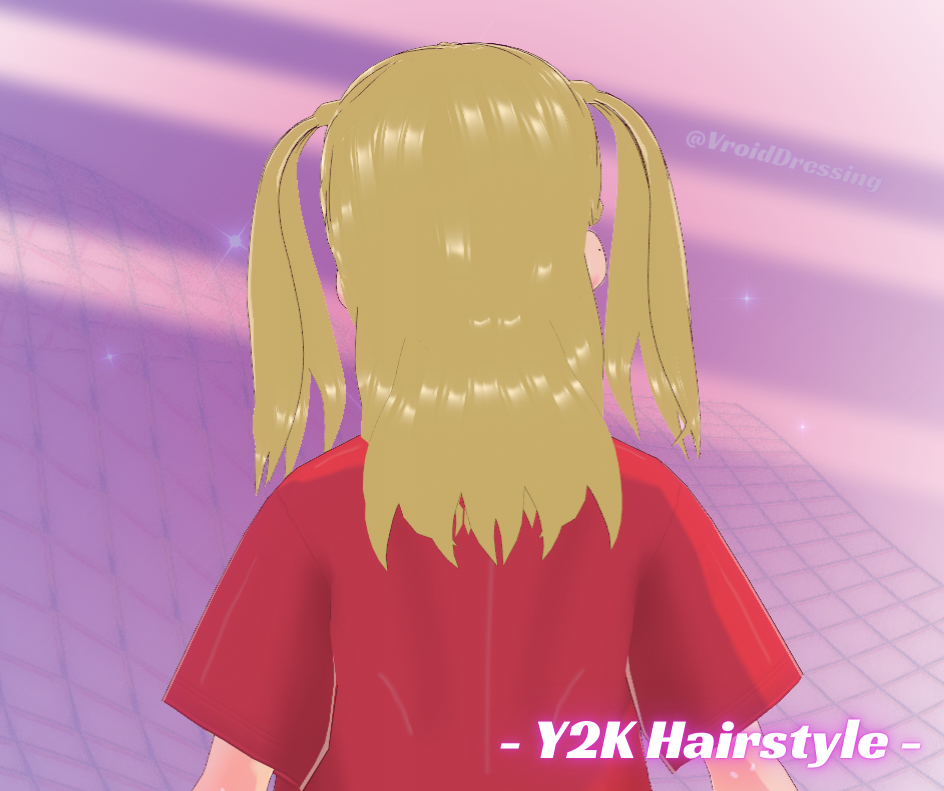 3D Vroid Y2K hairstyle blond pigtails
