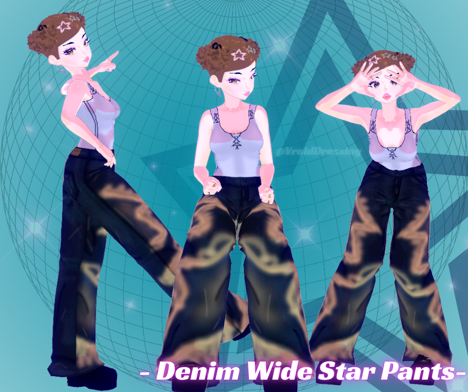 FREE 3D Vroid Denim Wide Stars pants