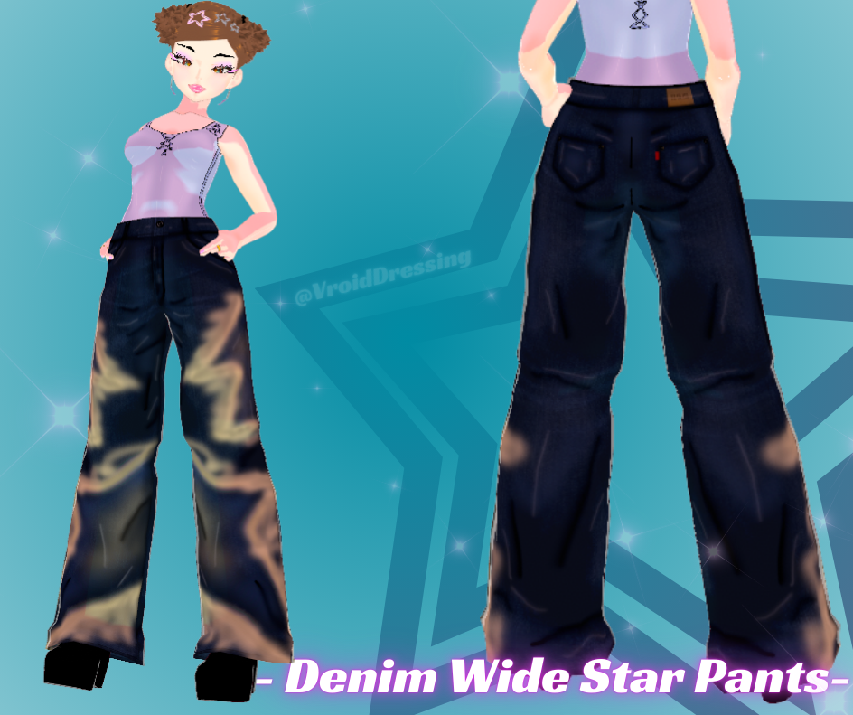 FREE 3D Vroid Denim Wide Stars pants