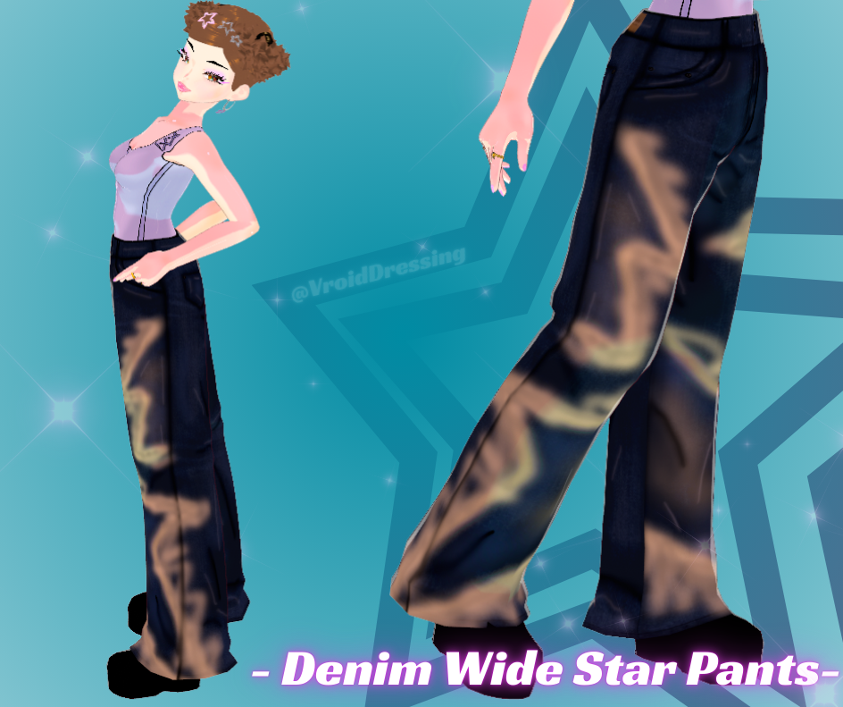 FREE 3D Vroid Denim Wide Stars pants