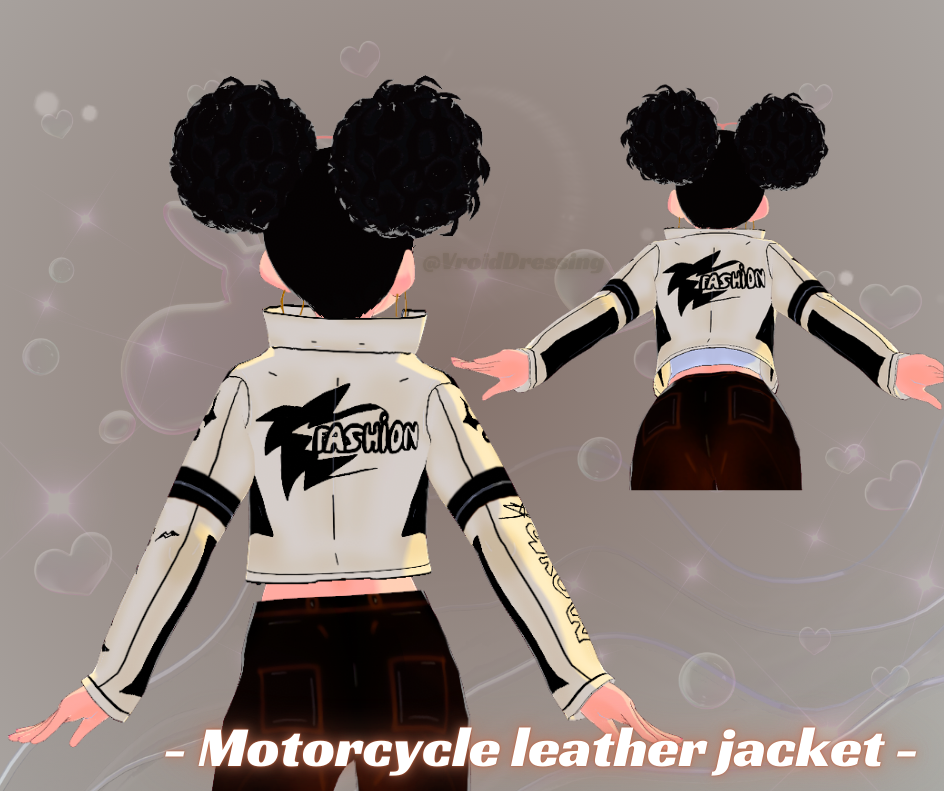 3D Vroid motorcycle leather cream jacket with white shirt