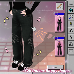 3D Vroid Y2K Unisex baggy jeans with patterns