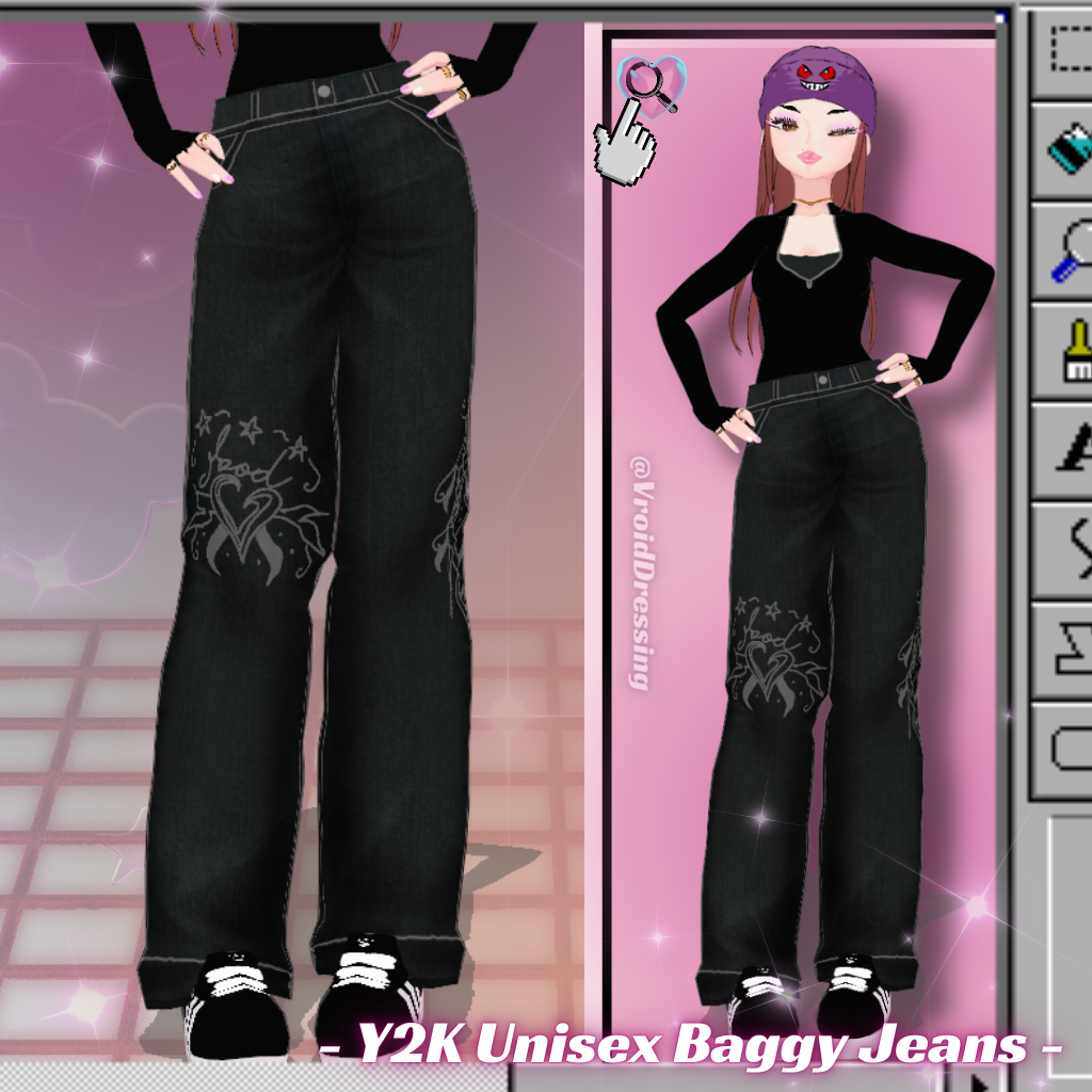 3D Vroid Y2K Unisex baggy jeans with patterns