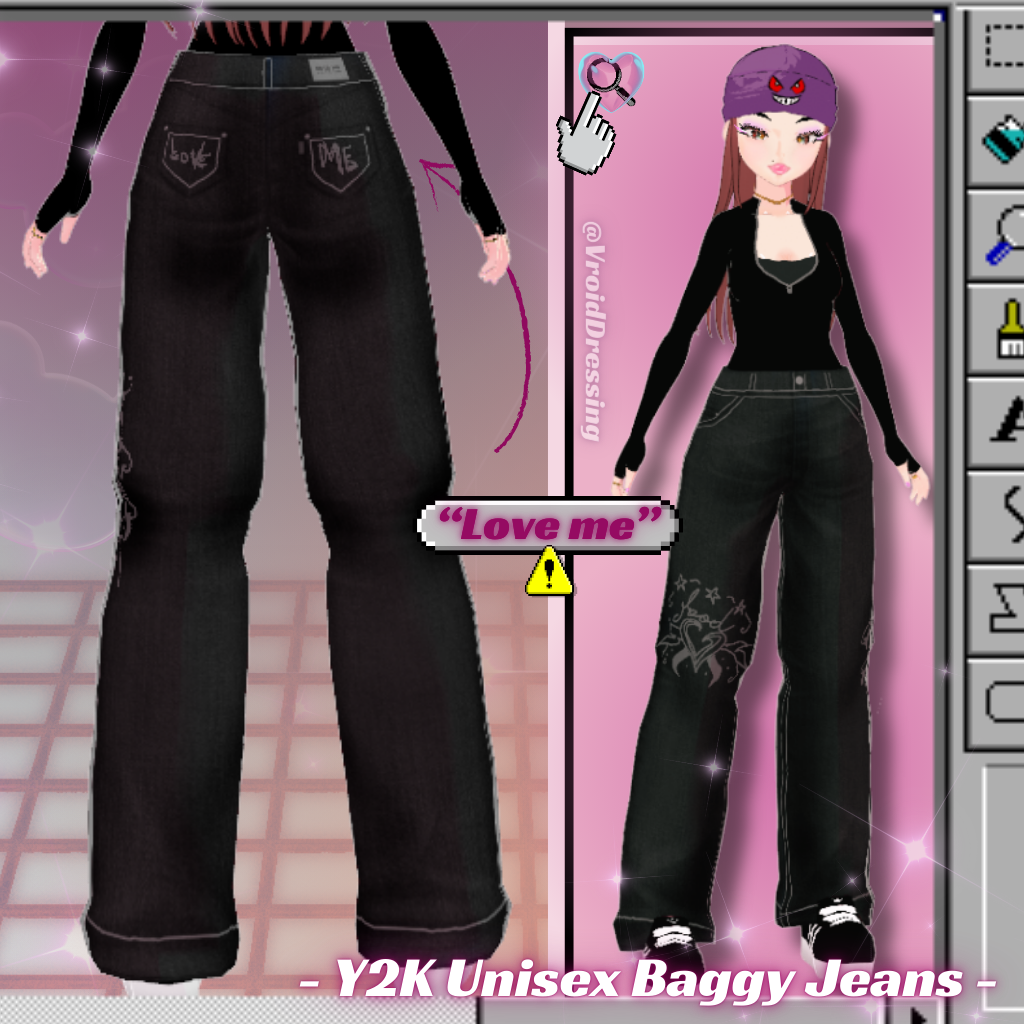 3D Vroid Y2K Unisex baggy jeans with patterns
