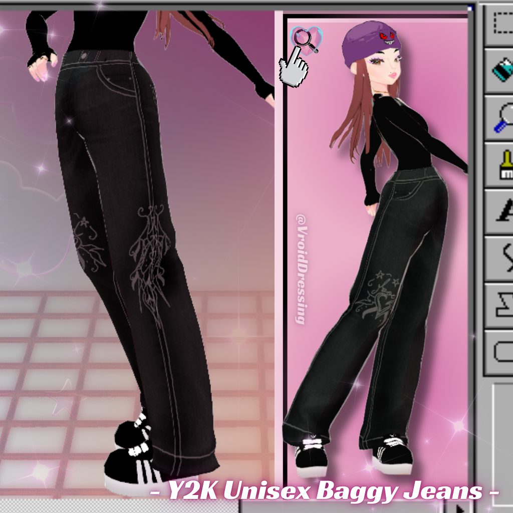 3D Vroid Y2K Unisex baggy jeans with patterns