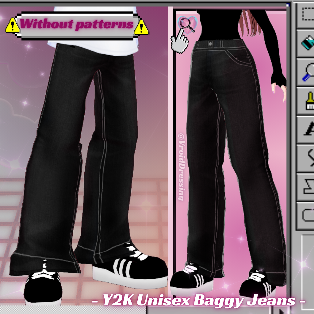 3D Vroid Y2K Unisex baggy jeans with patterns