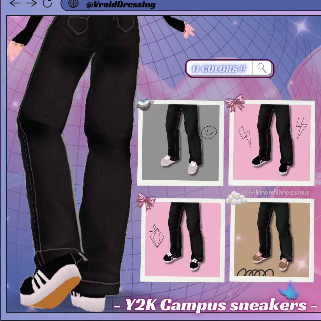3D Vroid Y2K Campus Sneakers Shoes 11 colors