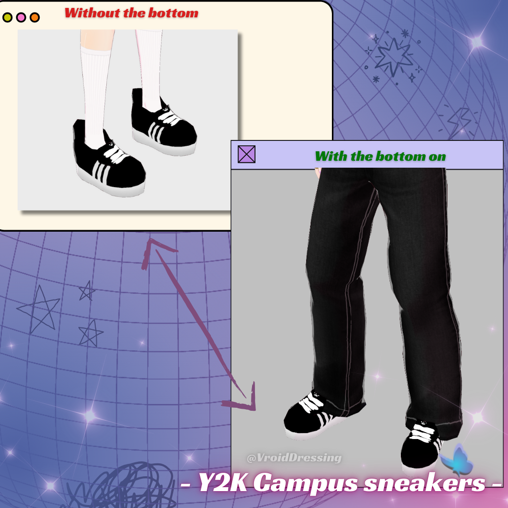 3D Vroid Y2K Campus Sneakers Shoes 11 colors