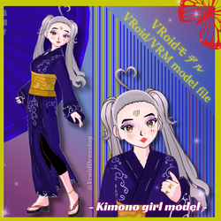 3D Vroid Kimono girl VRM model avatar