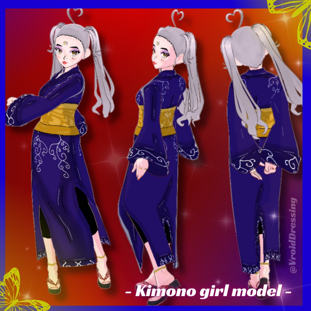3D Vroid Kimono girl VRM model avatar
