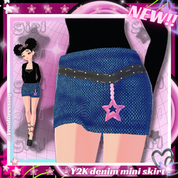 3D Vroid 3d Y2K denim short mini skirt