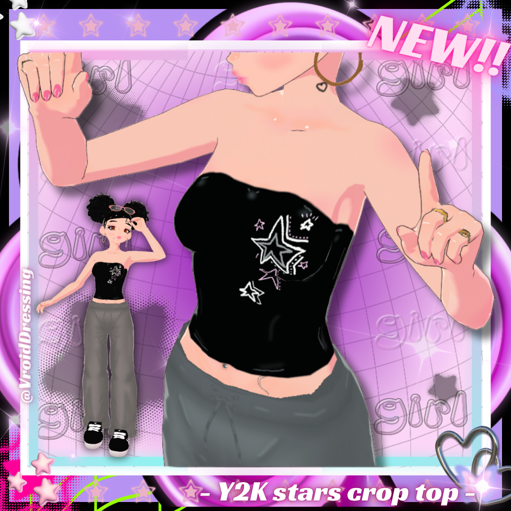 3D Vroid Y2K Stars crop top