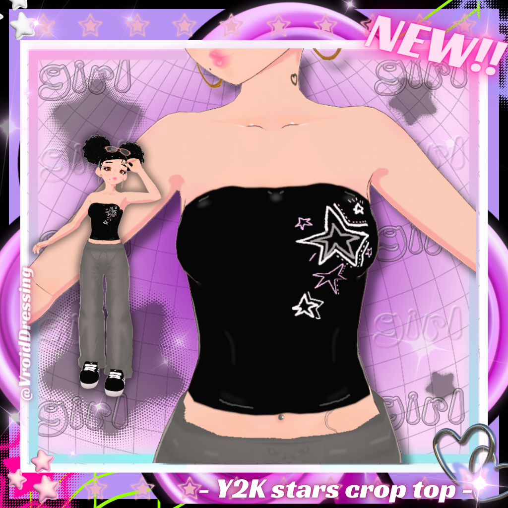 FREE 3D Vroid Y2K Stars crop top