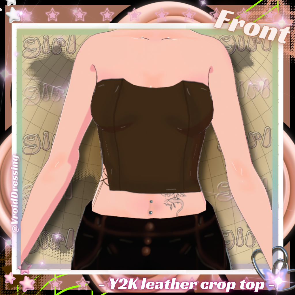 3D Vroid brown y2k leather crop top
