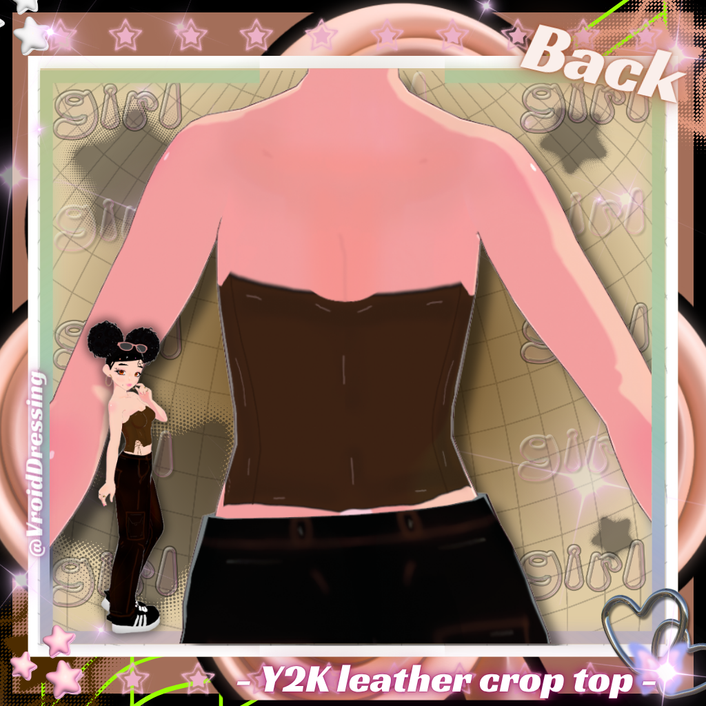 3D Vroid brown y2k leather crop top