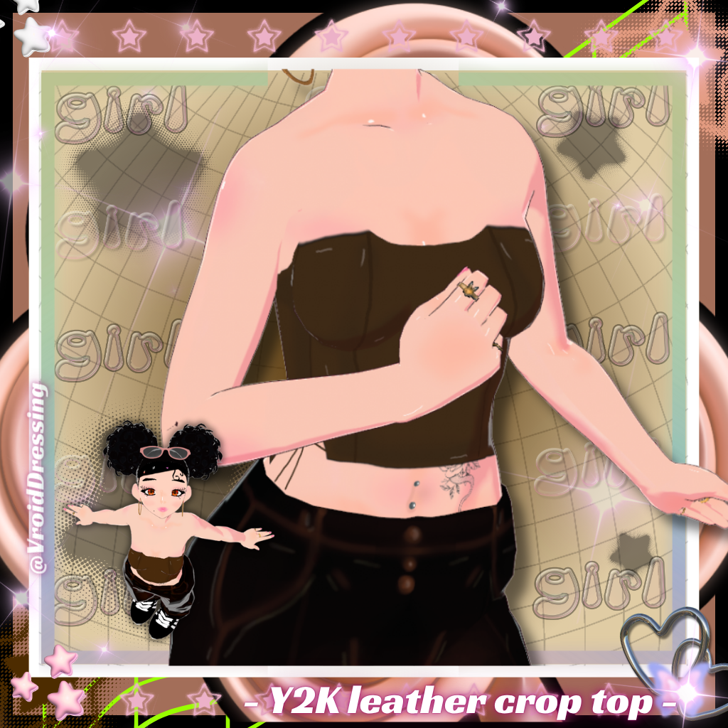 3D Vroid brown y2k leather crop top