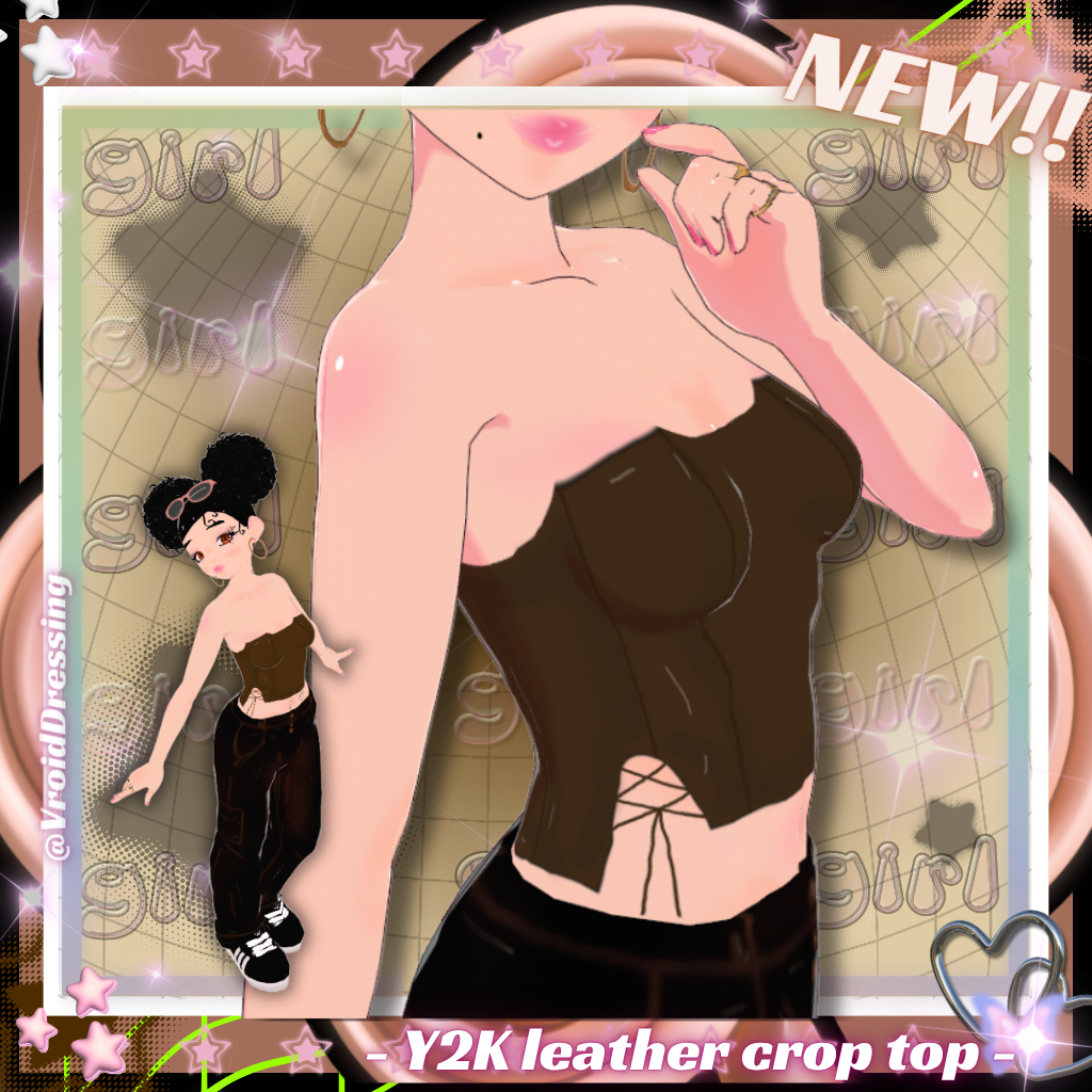 3D Vroid brown y2k leather crop top