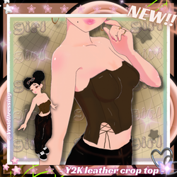3D Vroid brown y2k leather crop top