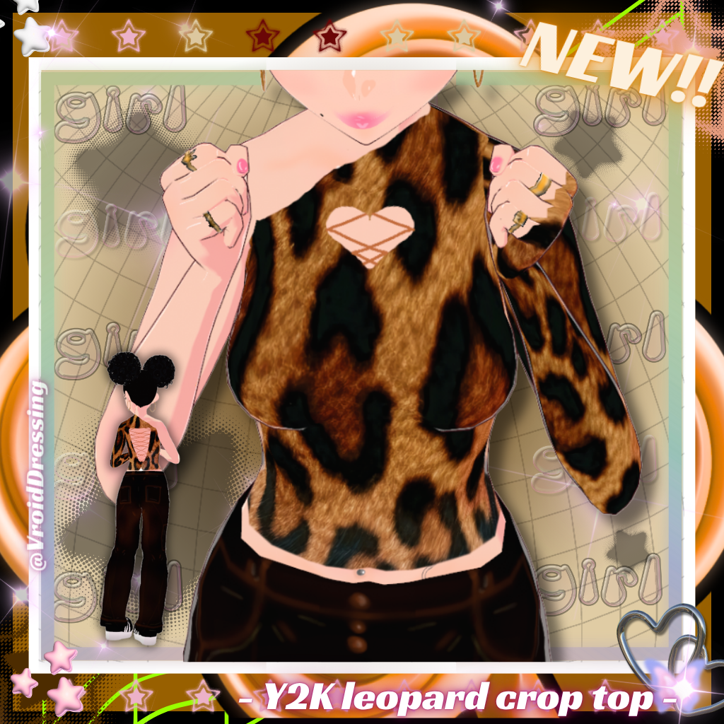 3D Vroid Y2K leopard crop top