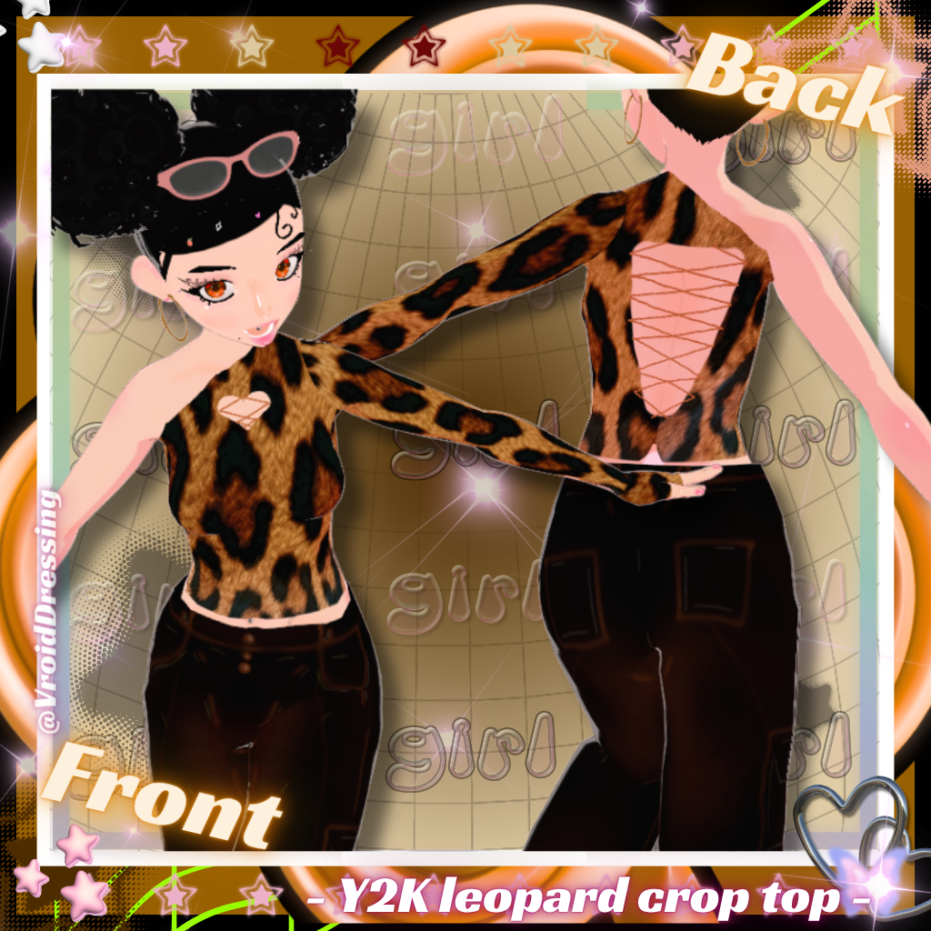 3D Vroid Y2K leopard crop top